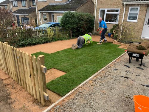 Laying roll on turf garden in athlone